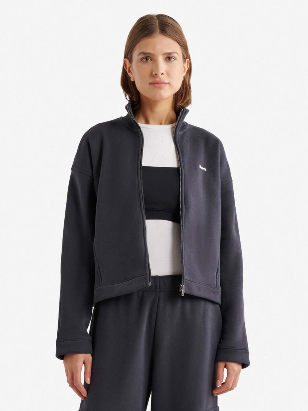 102. Roots cloud zip Black sweater  and cloud Barrel Leg sweatpants